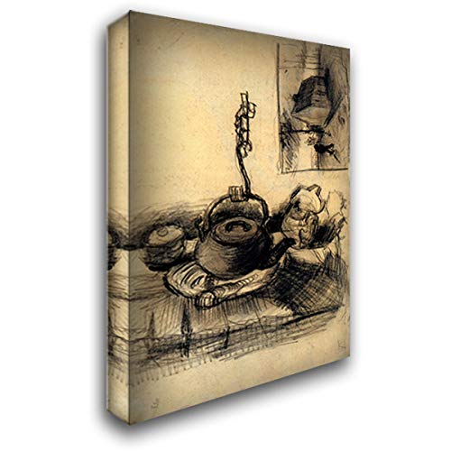 Vincent Van Gogh 'Kettle Over A Fire, and A Cottage by Night' 18x24 Inch Gallery Wrapped Canvas Art Print - Perfect for Living Room, Bedroom, or Office Wall Decor