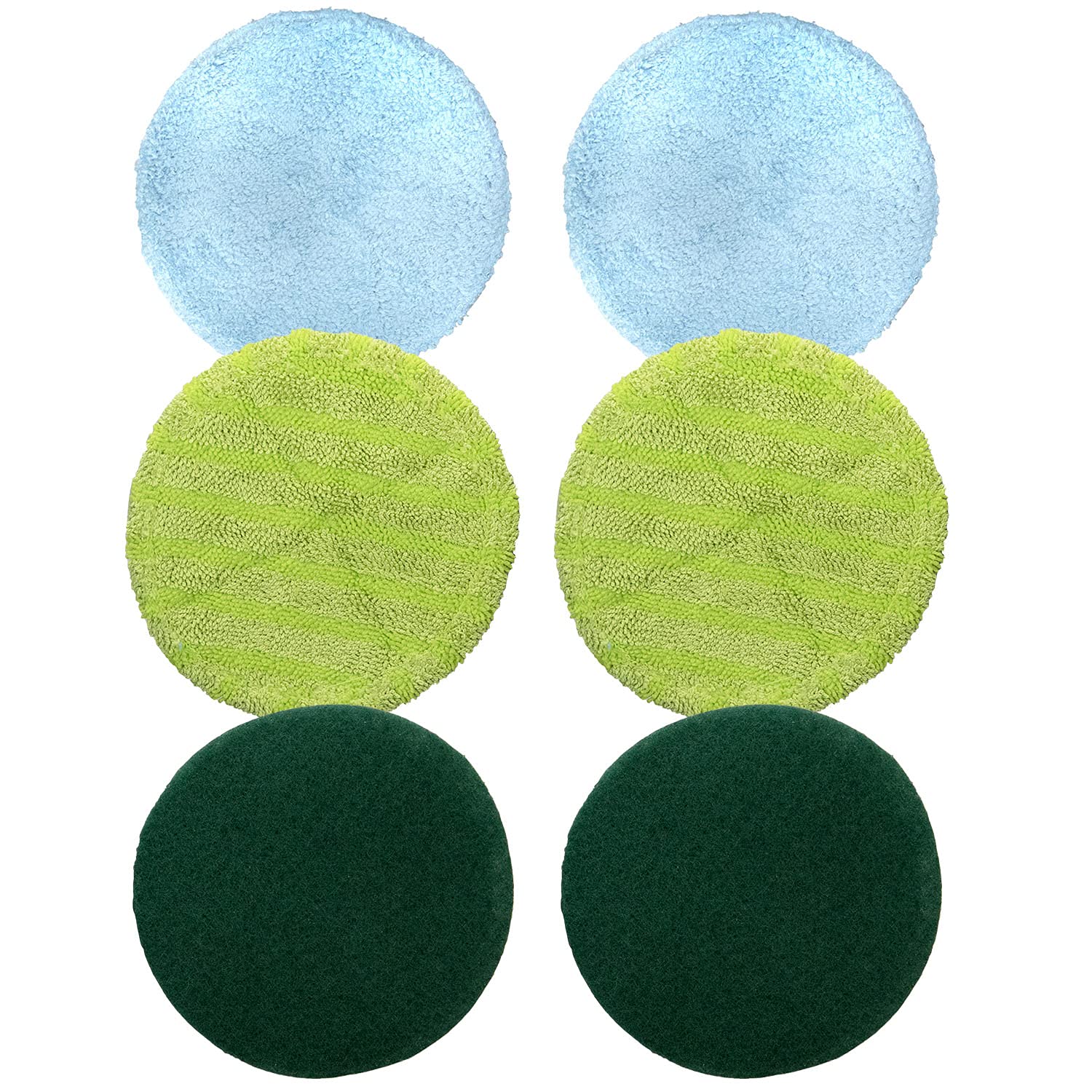 Reusable Replacement Mop Heads for Spin Mop - 6 Pack Microfiber Mop Pads, Scrubber & Polishing Pads - Compatible with As Seen On TV Motorized Spin Mop - Perfect for Hardwood, Tile & Laminate Floors - Easy Cleaning for Kitchen, Bathroom & Living Areas