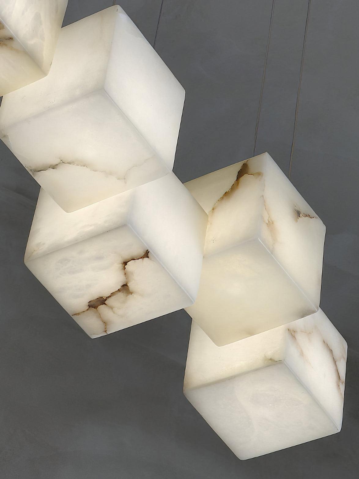 Modern Alabaster Box Pendant Light - Elegant Minimalist Ceiling Fixture for Dining Room, Kitchen Island & Bedroom Lighting