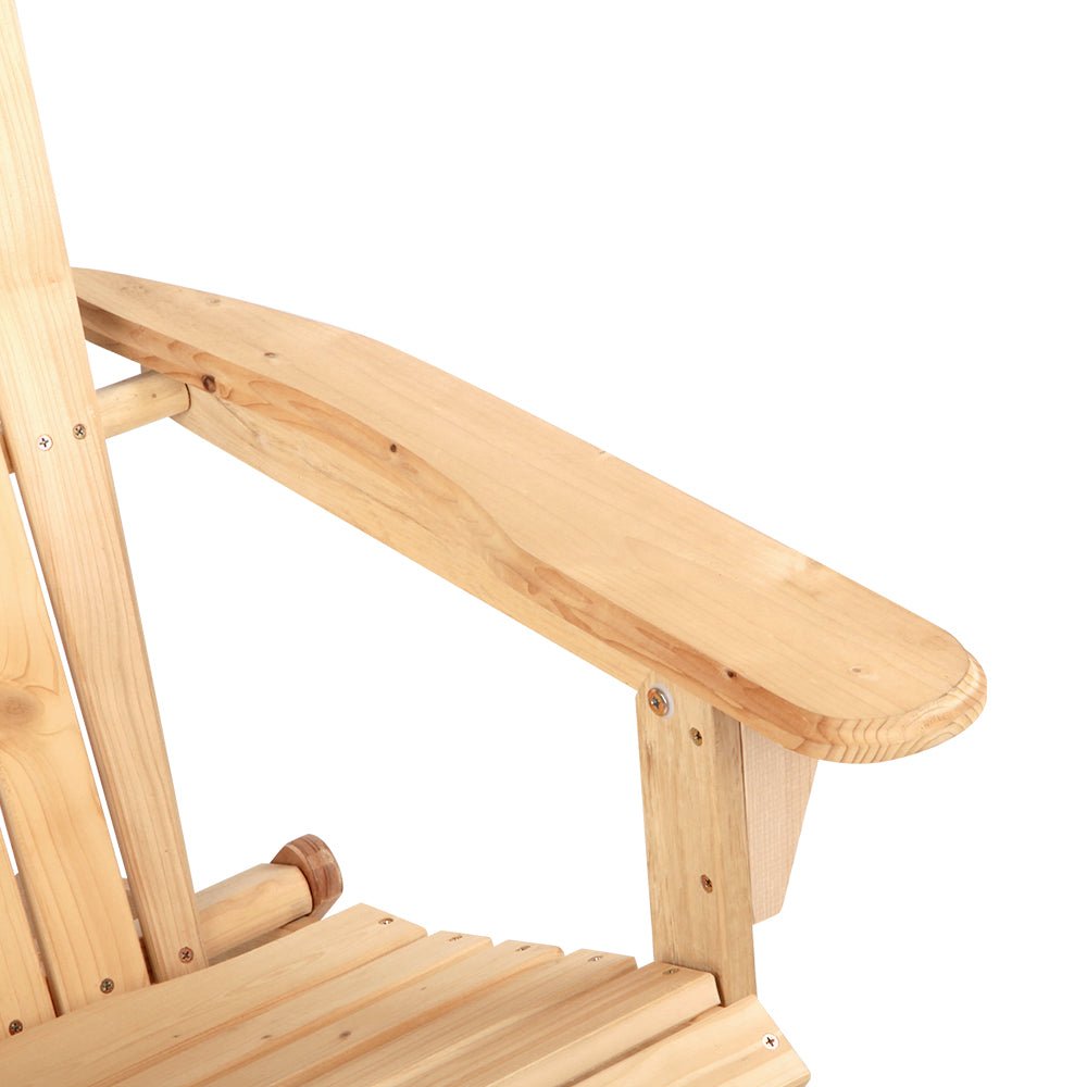 Premium Adirondack Outdoor Chairs - Natural Wooden Patio & Beach Chairs Set of 2 - Perfect for Backyard, Garden, Poolside & Coastal Relaxation