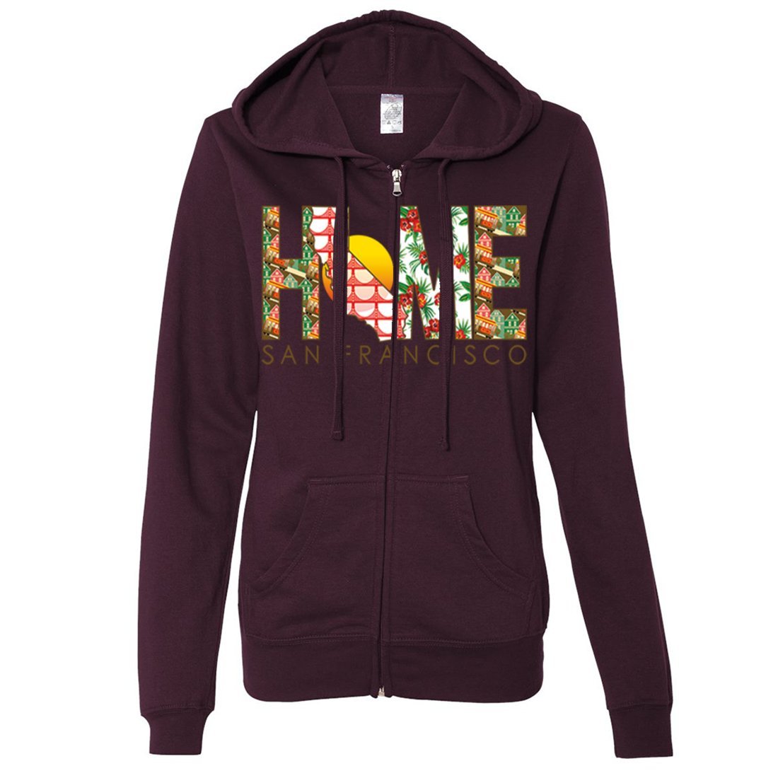 San Francisco Themed Women's Fitted Zip-Up Hoodie - Cozy Fleece Pullover for Casual Wear, Travel & Outdoor Activities
