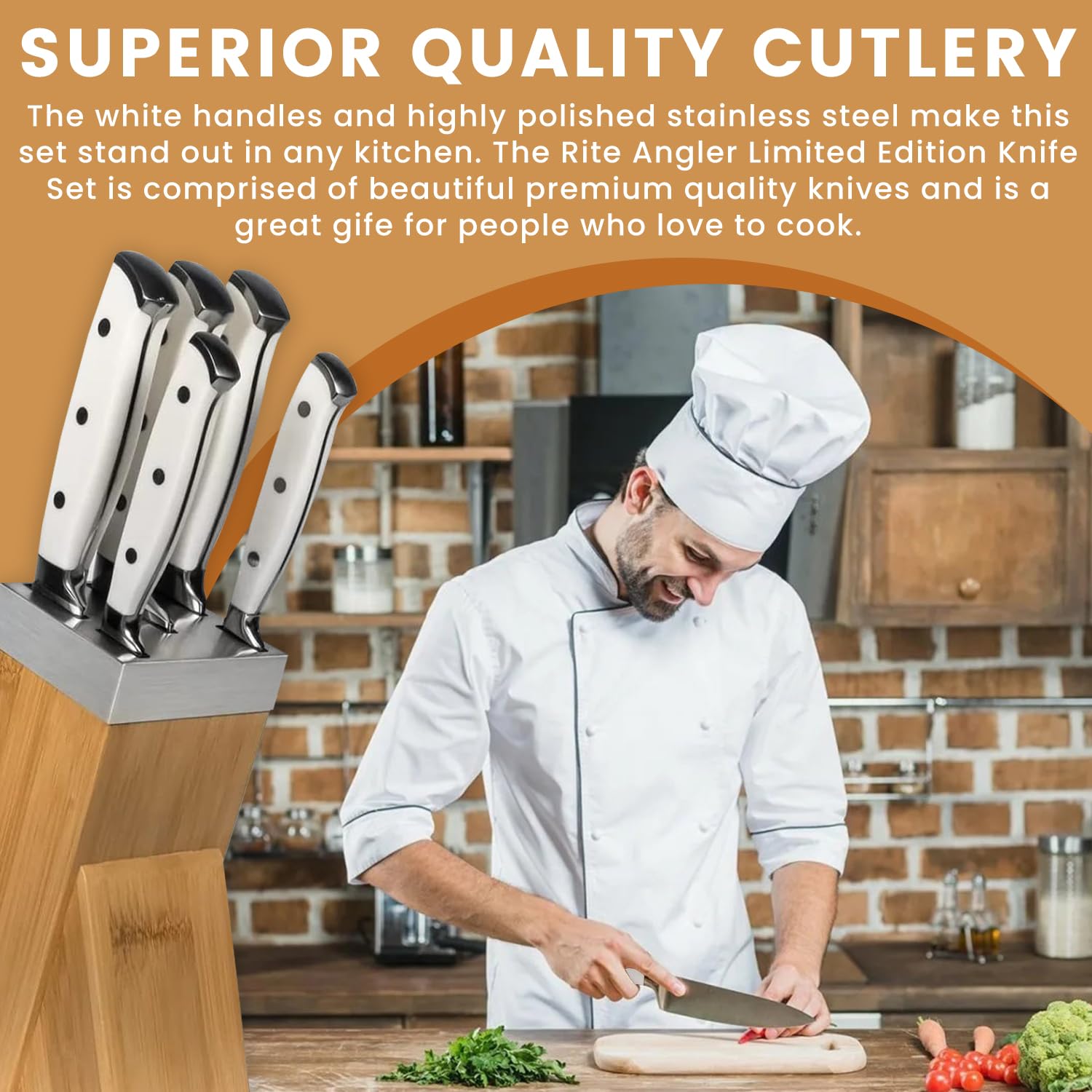 5-Piece German High Carbon Stainless Steel Kitchen Knife Set - Ultra Sharp Wood Handle Cooking Knives for Professional Chefs & Home Cooks | Perfect for Chopping, Slicing, Dicing & Meal Prep | Ideal Gift for Wedding, Housewarming & Culinary Enthusiasts