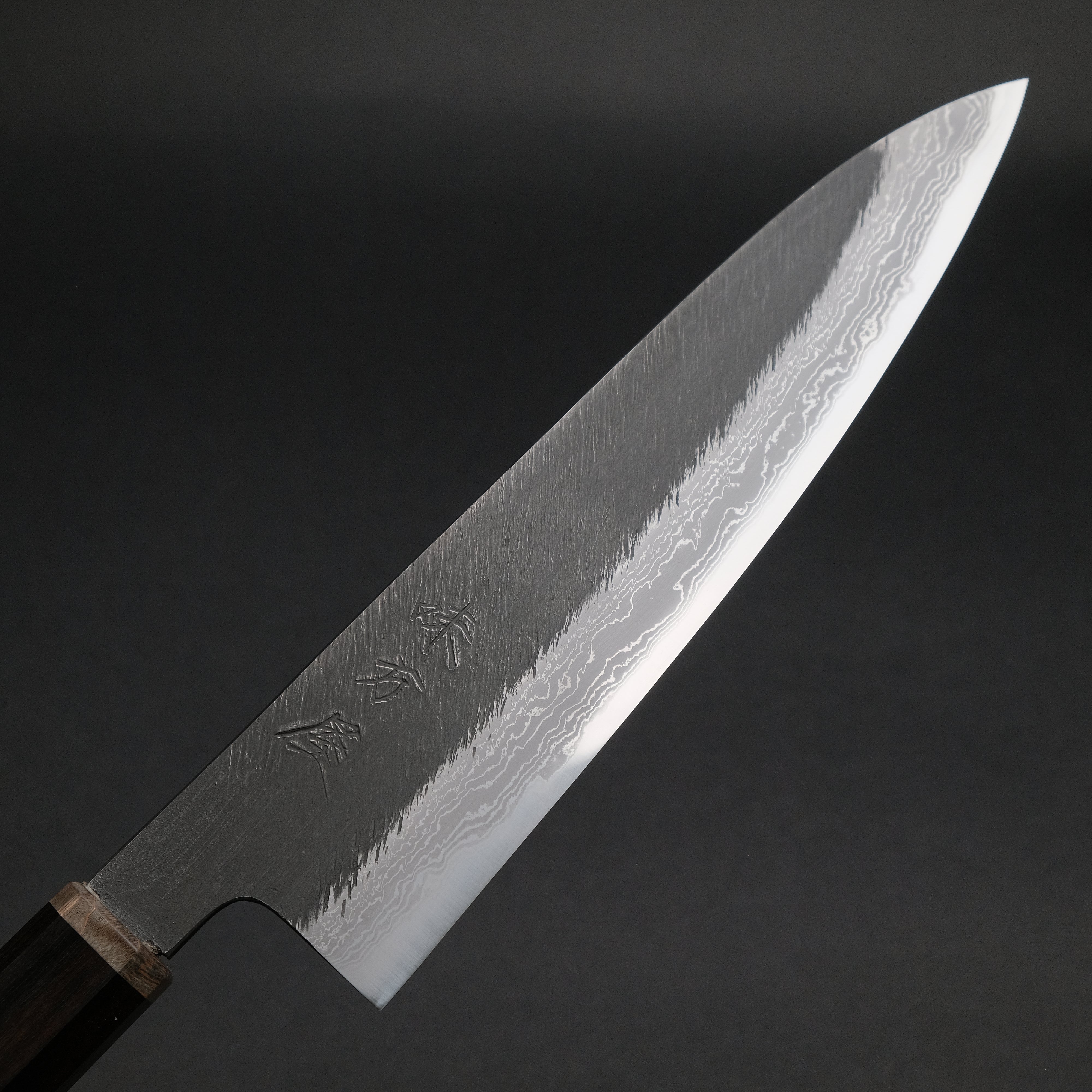 Premium Ajikataya White #2 Matsuba Damascus Gyuto 210mm Chef Knife - Ebony & Stabilized Wood Handle (#12) - Perfect for Sushi, Meat Slicing & Professional Kitchen Use