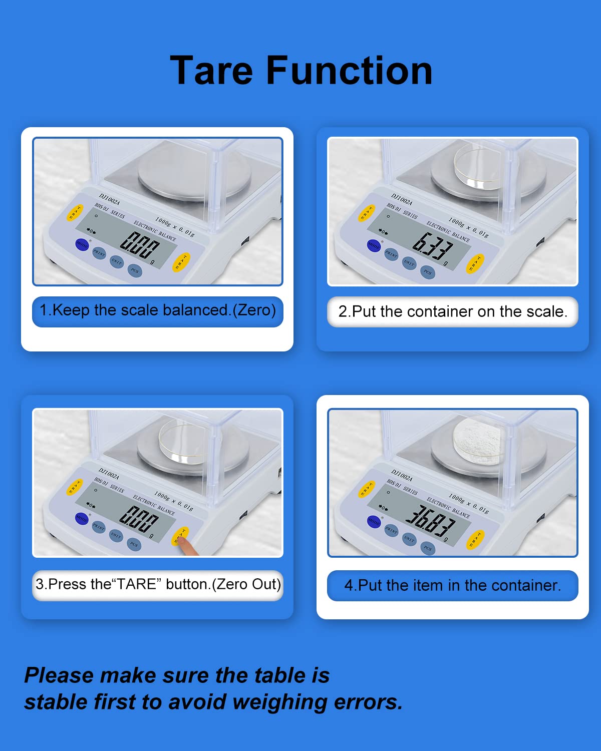 Precision Digital Lab Scale 1000g x 0.01g Accuracy, 10mg Analytical Balance for Laboratory, Kitchen, Jewelry & Industrial Use with LCD Display & Printing Function - Perfect for Scientific Research, Cooking, Pharmacy & Gold Weighing