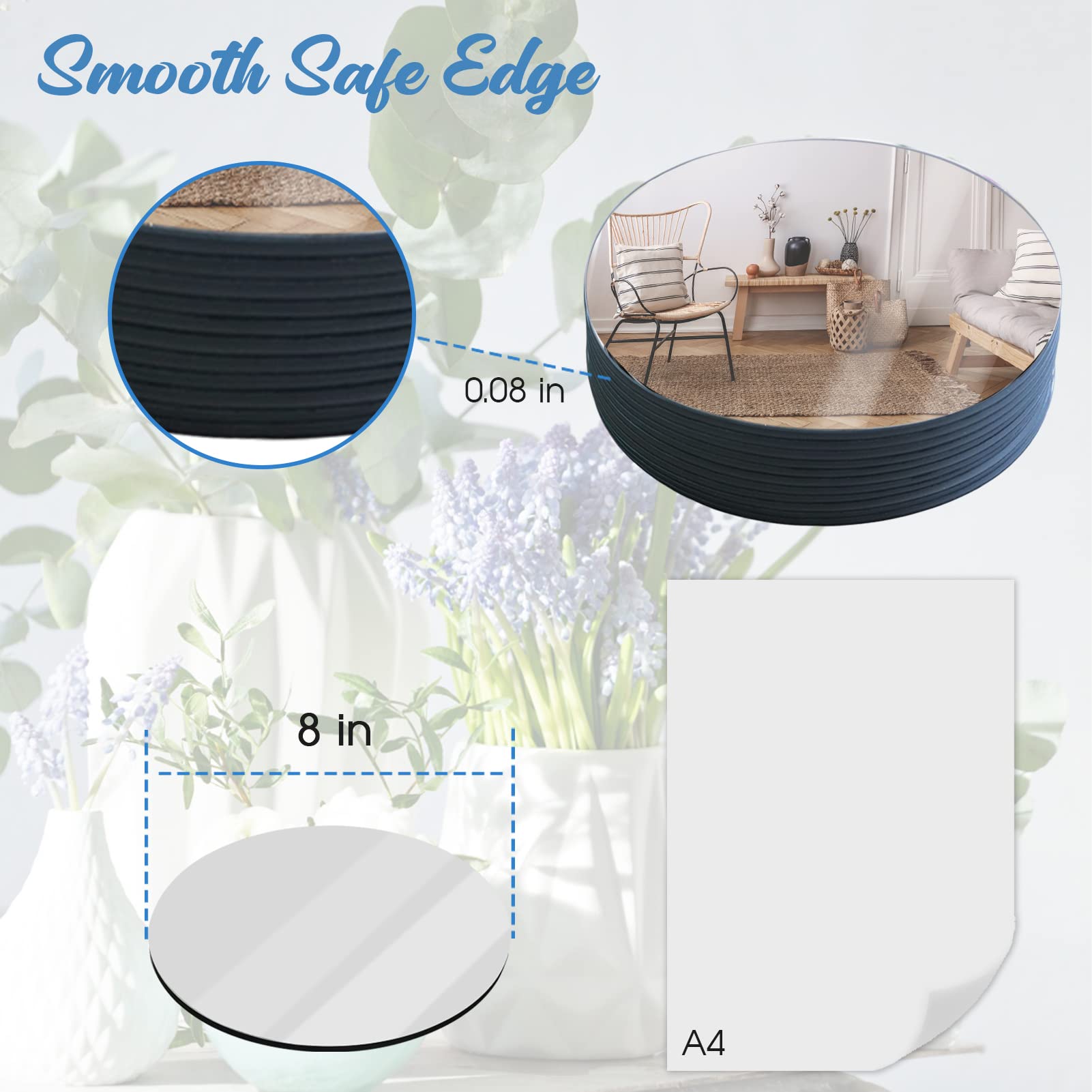12-Pack 8-Inch Round Glass Mirror Centerpieces for Tables – Elegant Circle Mirror Trays & Candle Plates – Perfect for Wedding Decor, Party Decorations, and Home Centerpiece Displays