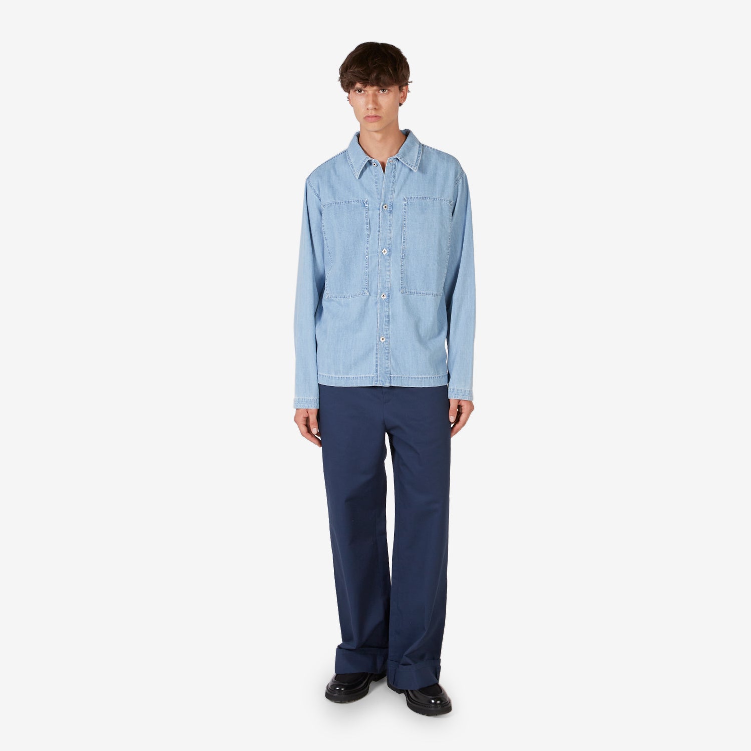 Stone Bleached Overshirt Blue Denim Jacket for Men - Casual Streetwear Shirt for Spring & Fall Layering | Perfect for Outdoor Activities, Travel and Daily Wear