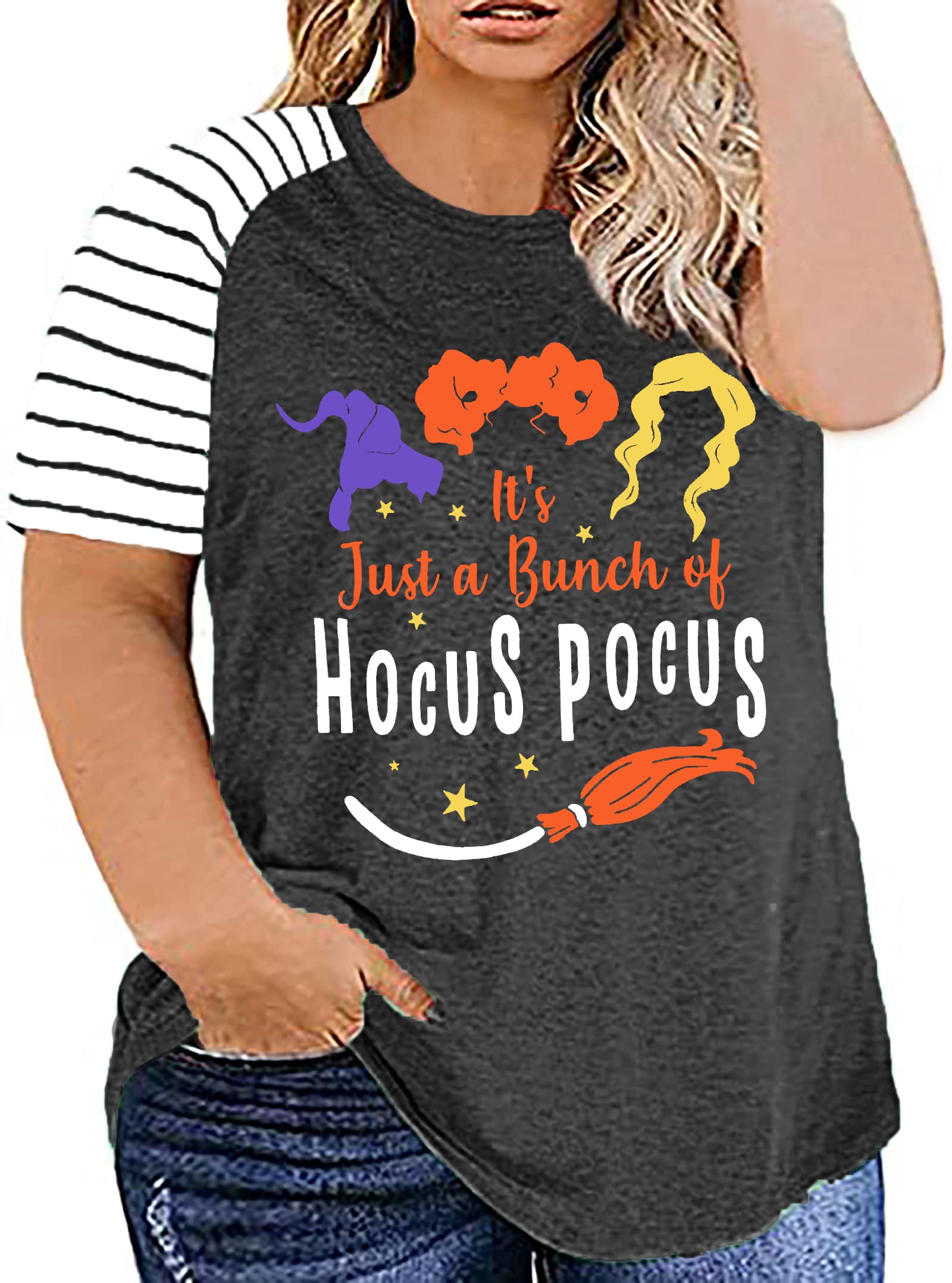 Plus Size Halloween Tops for Women - Hocus Pocus Movie Inspired Oversized Shirts | Cute & Comfortable Witchy Apparel for Halloween Parties, Costume Events & Casual Wear