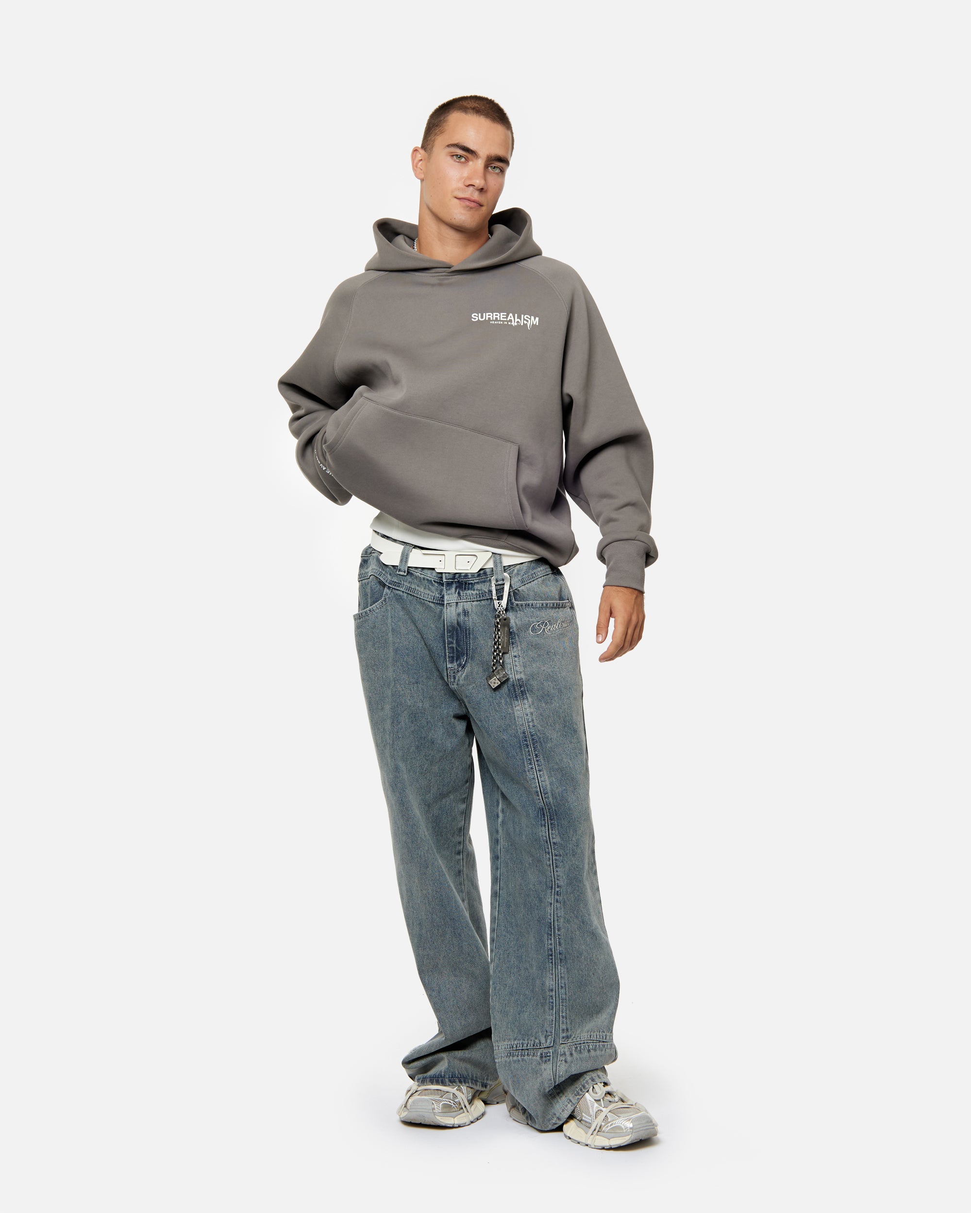 SSS Realism Surreal Logo Hoodie - Cool Grey | Trendy Streetwear for Men & Women | Perfect for Casual Outfits, Urban Fashion, and Everyday Comfort