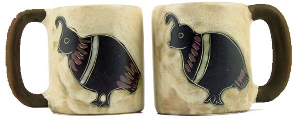 Premium Mara Stoneware Coffee Mugs - 16oz Ceramic Quail Design Set of 2 - Perfect for Home, Office & Gifts - Dishwasher & Microwave Safe