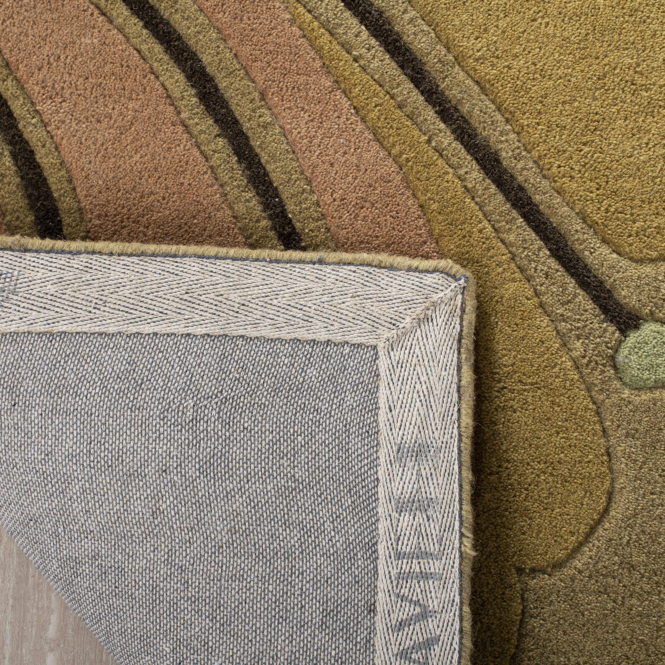 SAFAVIEH Soho Collection 6'x6' Square Handmade Wool Area Rug - Golden Olive Floral Design, Non-Slip Backing, Soft & Durable for Living Room, Dining Room, Bedroom (SOH826A) | Perfect for Boho Chic Decor & Cozy Home Atmosphere