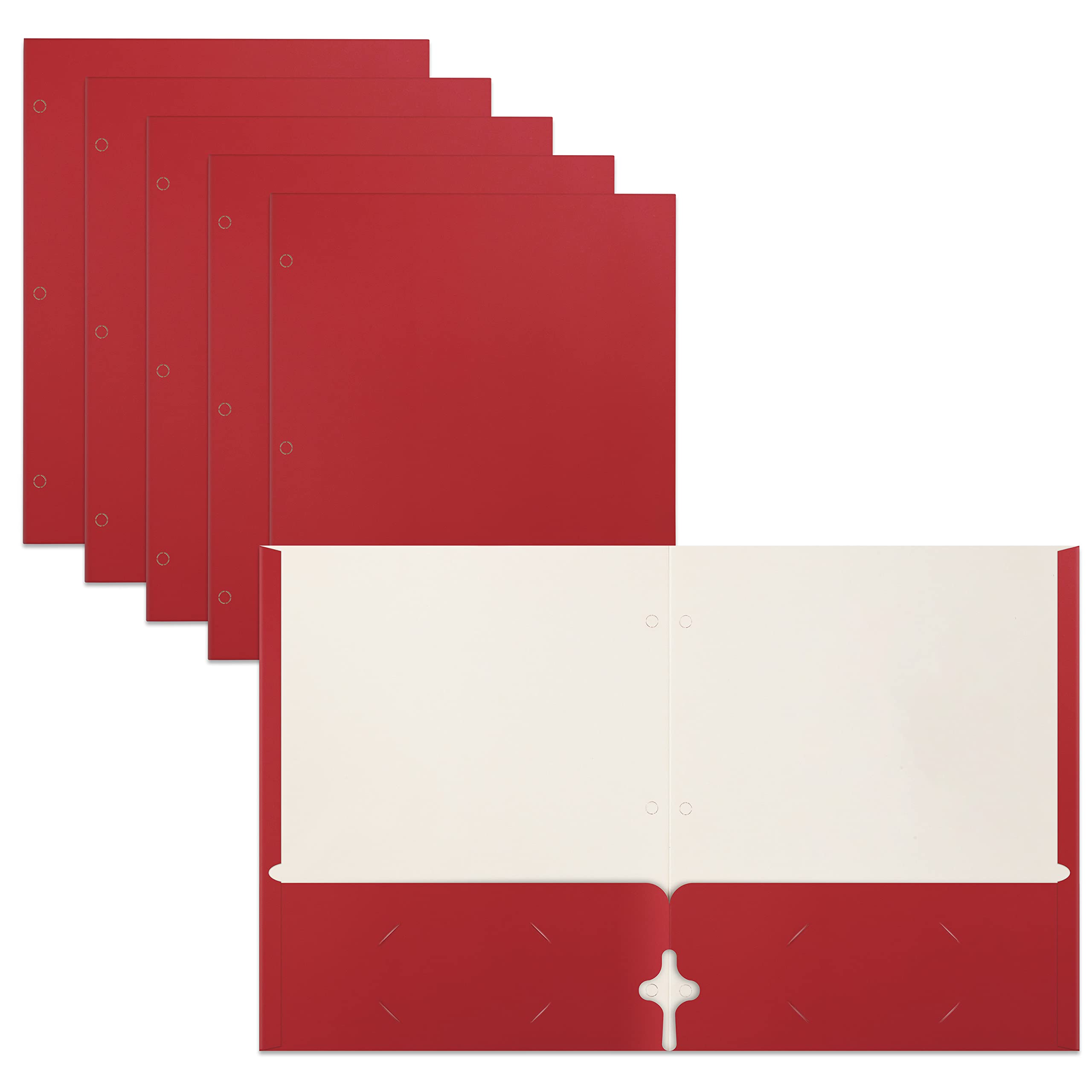 Better Office Products Two Pocket Portfolio Folders - 50-Pack Red Letter Size Paper Folders for School, Office & Business Organization - Heavy Duty Document Holders for Reports, Presentations & Files