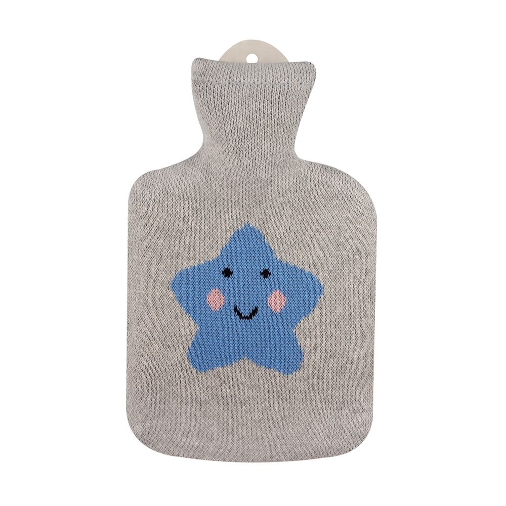 0.8L Sanger Hot Water Bottle with Knitted Cotton Star Cover - Warm & Cozy for Winter Nights, Period Pain Relief, Bed Warmers - Perfect for Home, Office & Travel Use