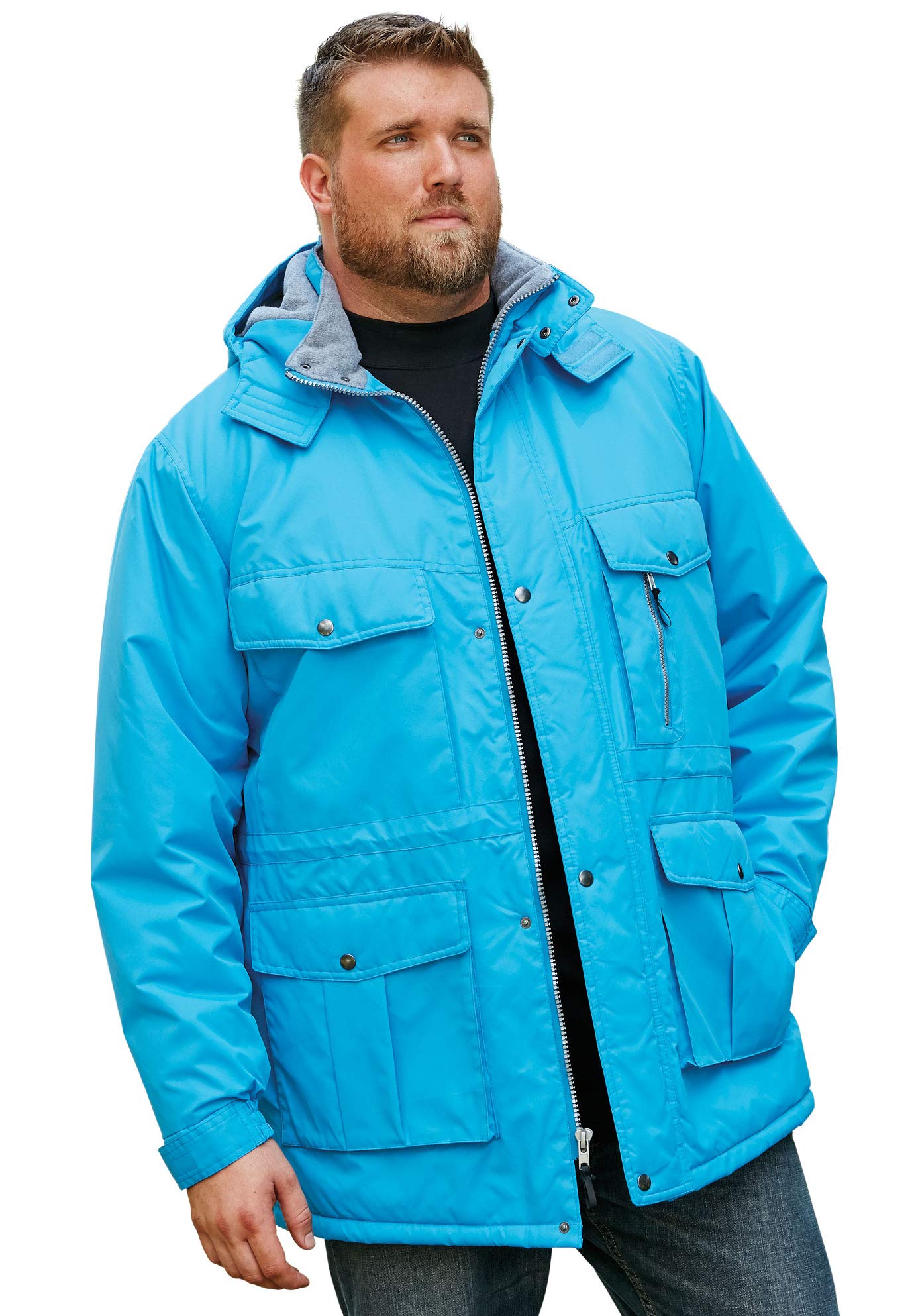 KingSize Men's Big & Tall Fleece-Lined Winter Parka with Detachable Hood & 6 Pockets - Boulder Creek Heavyweight Coat for Cold Weather, Outdoor Activities & Workwear