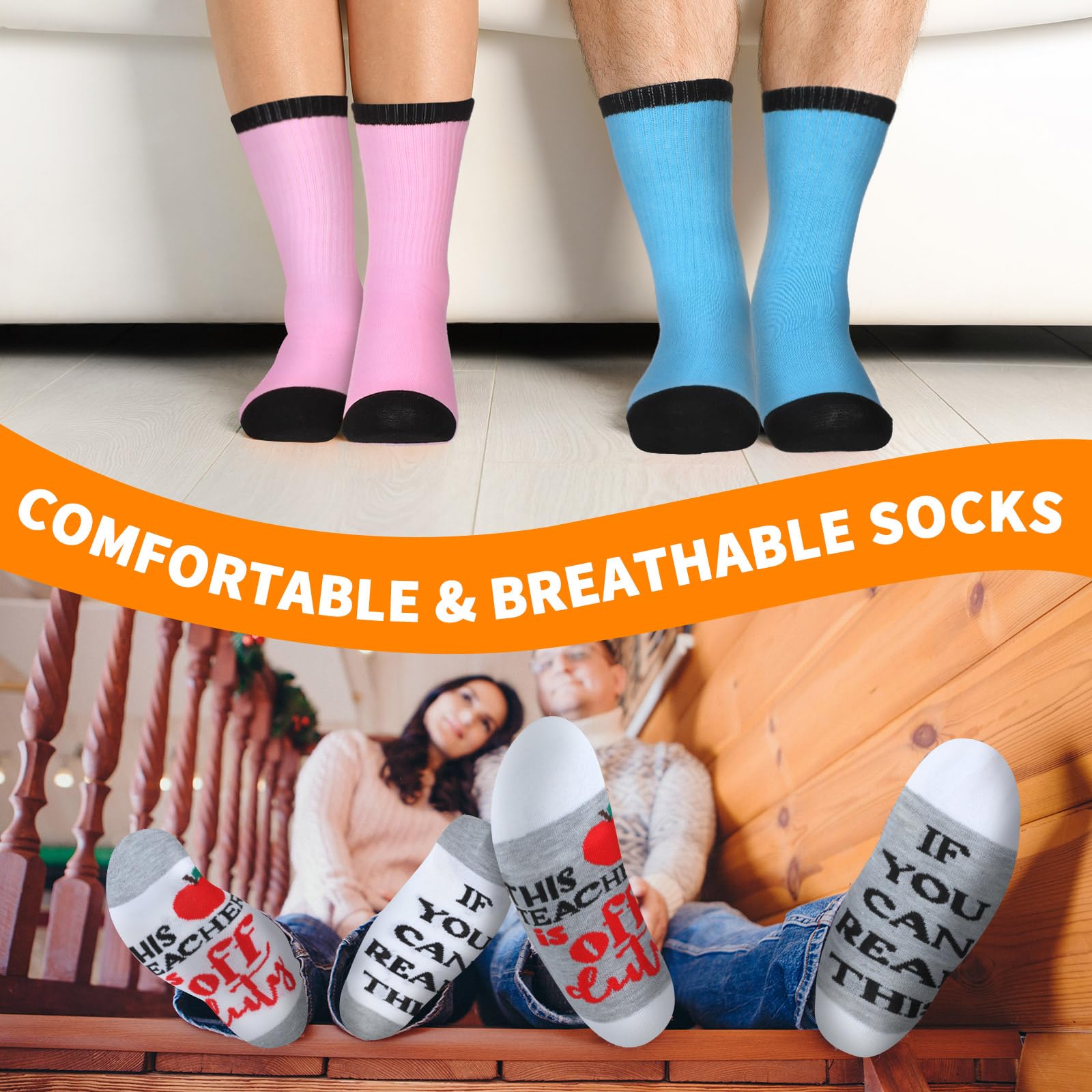 Jeyiour 24 Pair Funny Teacher Crew Socks - Teacher Appreciation Gifts, Novelty Graduation Socks for Women - Perfect for Classroom, School Events & Teacher Appreciation Week