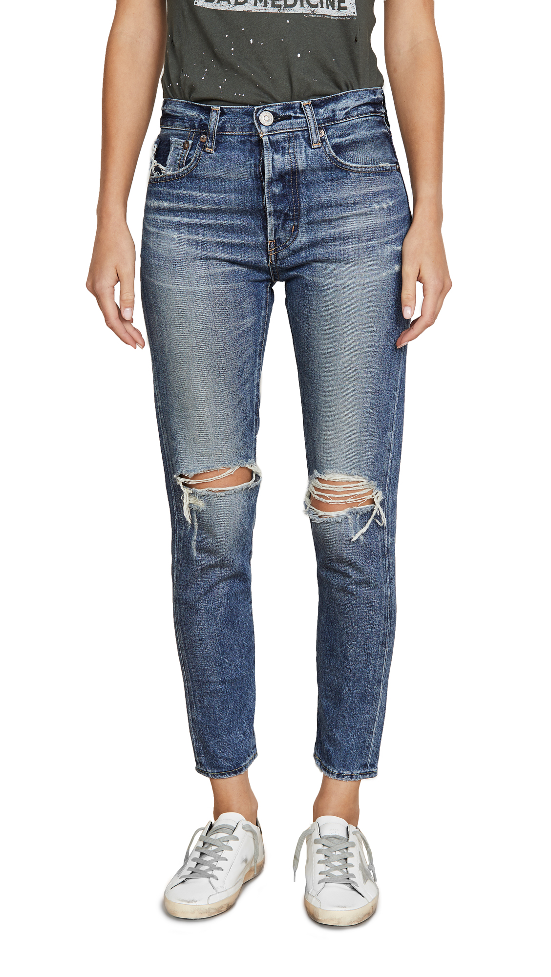 MOUSSY VINTAGE Women's High Waist Beckton Tapered Jeans - Slim Fit Denim Pants for Casual Wear & Street Style Outfits