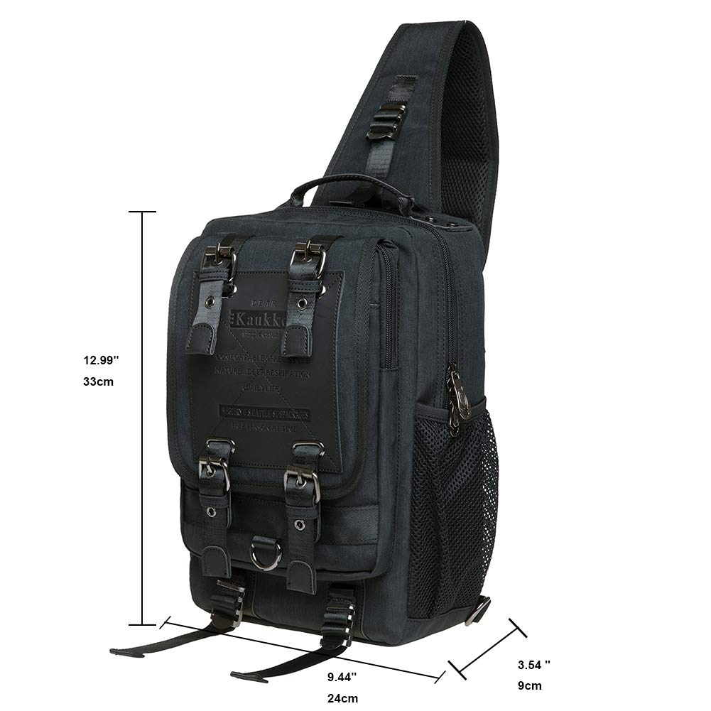 KAUKKO Canvas Messenger Bag - Durable Crossbody Shoulder Sling Backpack for Men & Women - Perfect for Travel, Hiking, Work & Daily Use