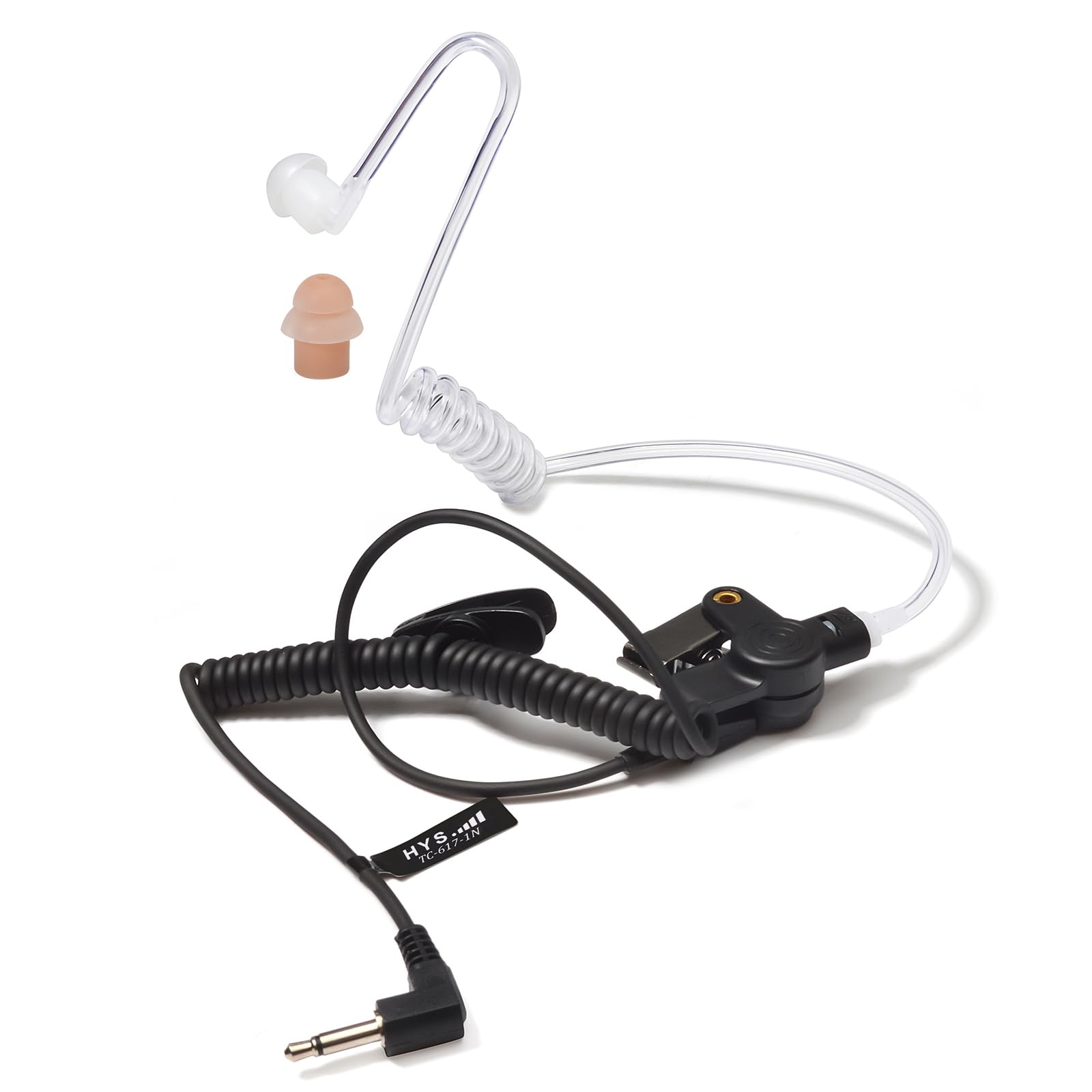 HYS 3.5mm Surveillance Earpiece with Acoustic Tube - Listen Only Headset for Motorola, Vertex, Hytera Radios - Double Wing Silicone Ear Tips for Secure Fit - Ideal for Law Enforcement, Security & Covert Operations