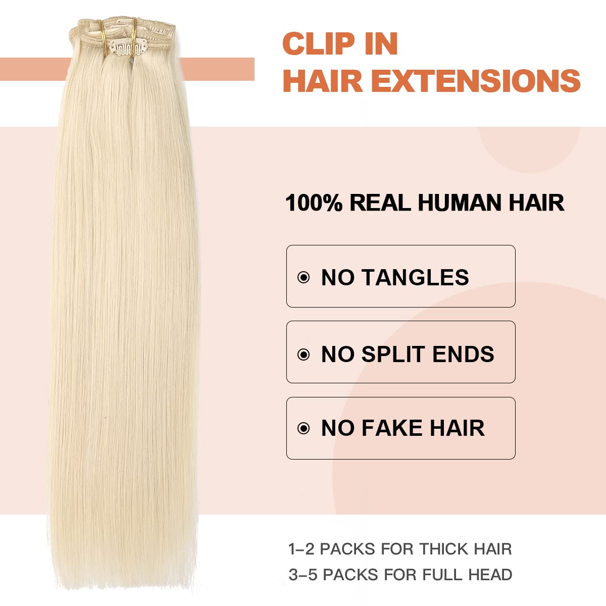 Premium 100% Human Hair Clip-In Extensions - Silky Straight Hair Extensions for Length & Volume | Perfect for Parties, Weddings & Everyday Styling