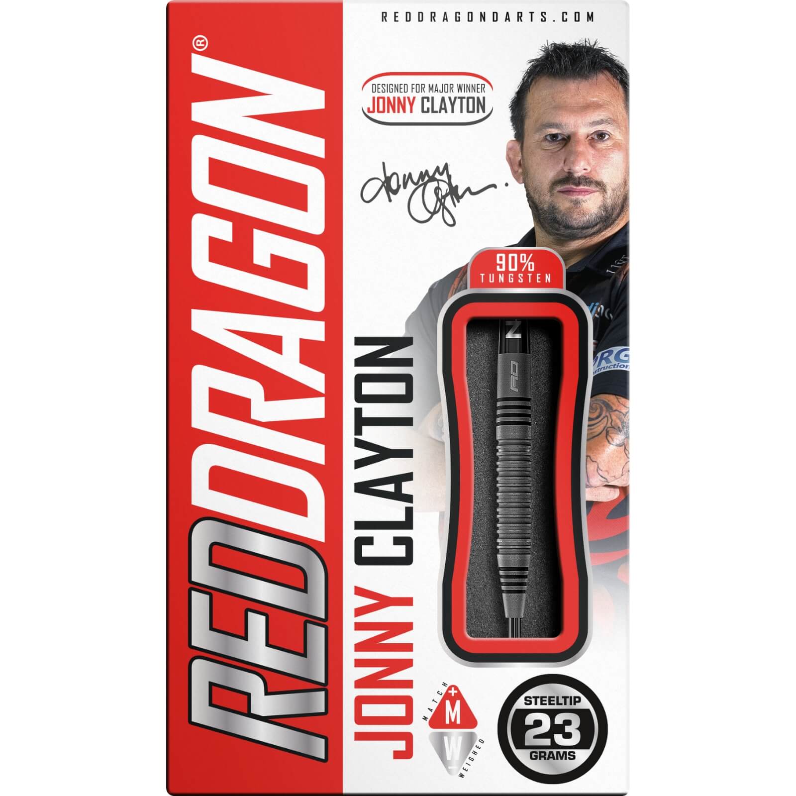 Red Dragon Jonny Clayton Oxide Steel Tip Darts - 90% Tungsten (23g & 25g) - Professional Darts for Tournaments & Home Practice