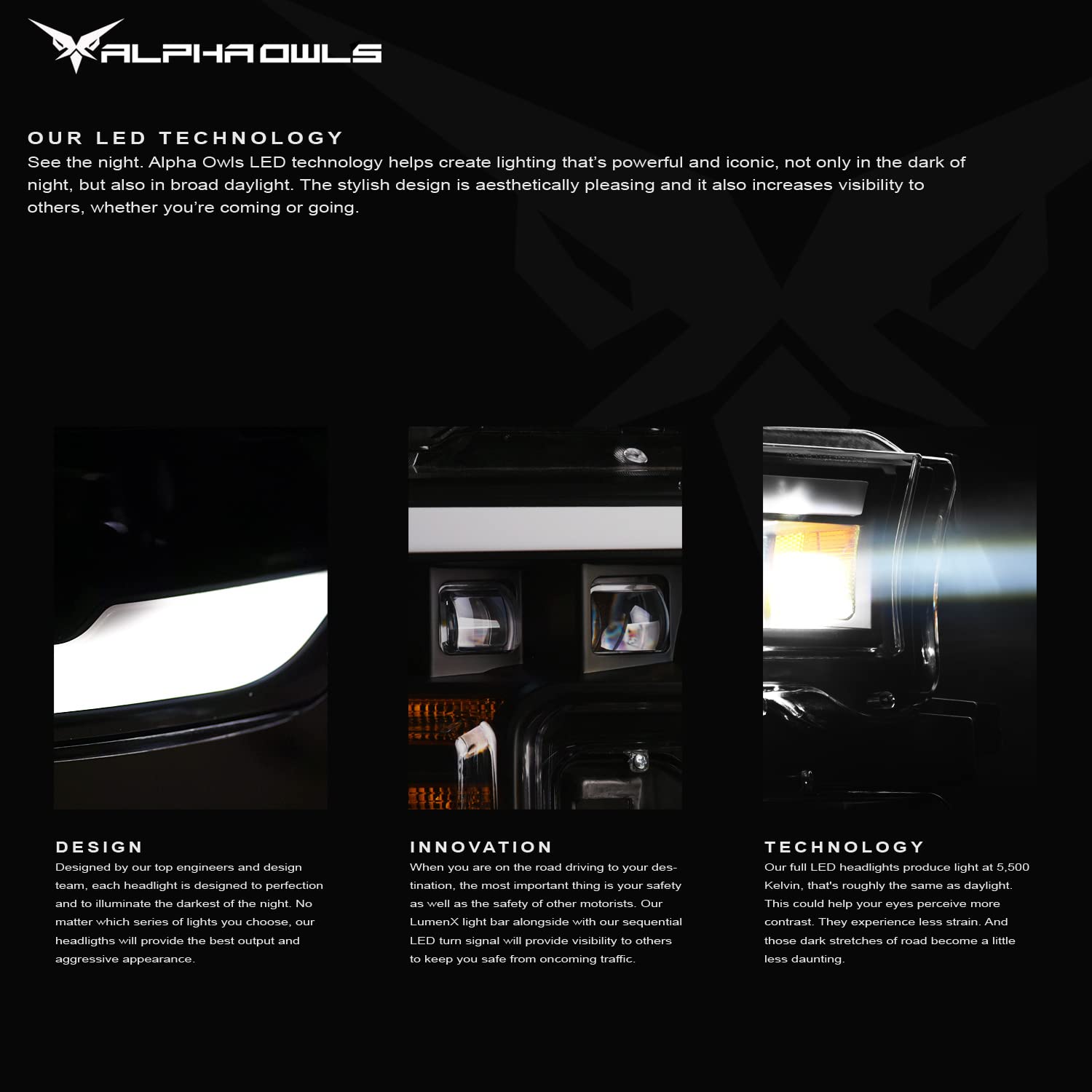 Alpha Owls LED Projector Headlights for 2007-2014 GMC Sierra - White Light Bar & Sequential Signals | Upgrade Your Truck Lighting