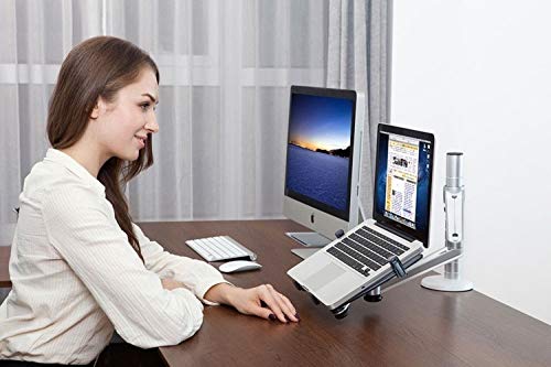 360° Rotating Aluminum Alloy 2-in-1 Tablet & Laptop Stand - Adjustable Dual Arm Desktop Holder for Office, Home & Bedroom Use - Perfect for Work, Study & Entertainment