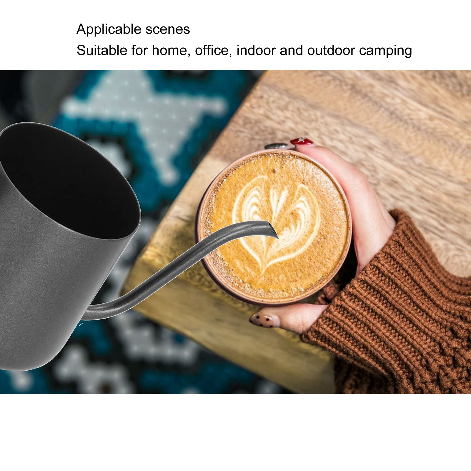 Premium 250ml Stainless Steel Gooseneck Kettle - Precision Pour Over Coffee & Tea Kettle with Hanging Ear, Black - Perfect for Home Brewing, Specialty Coffee Shops & Tea Enthusiasts