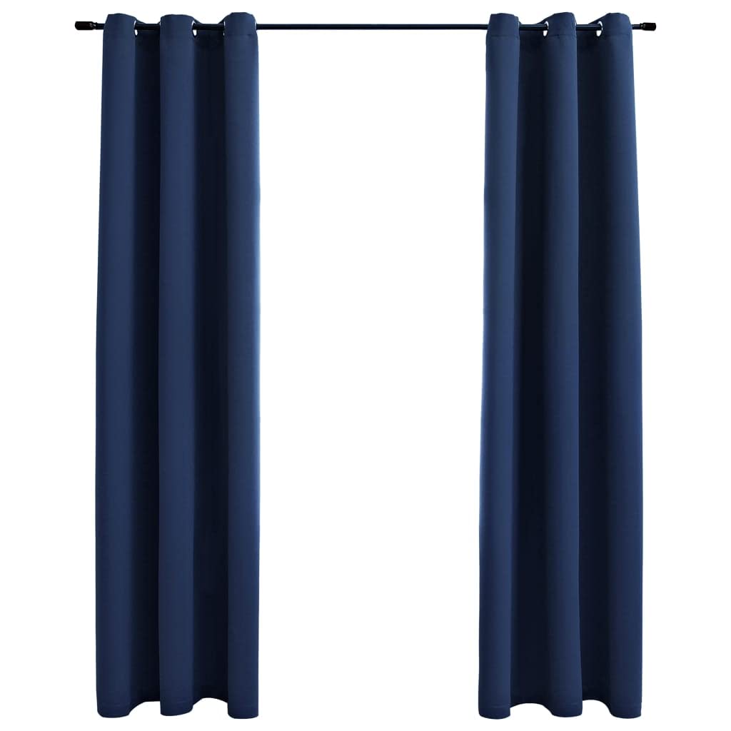 CHARMMA Blackout Curtains with Rings - 2 Panels Navy Blue 37x95 Inches Thermal Insulated Room Darkening Drapes for Bedroom & Living Room (Fabric-Blue-1.42KG) - Perfect for Night Shift Workers and Light Sleepers