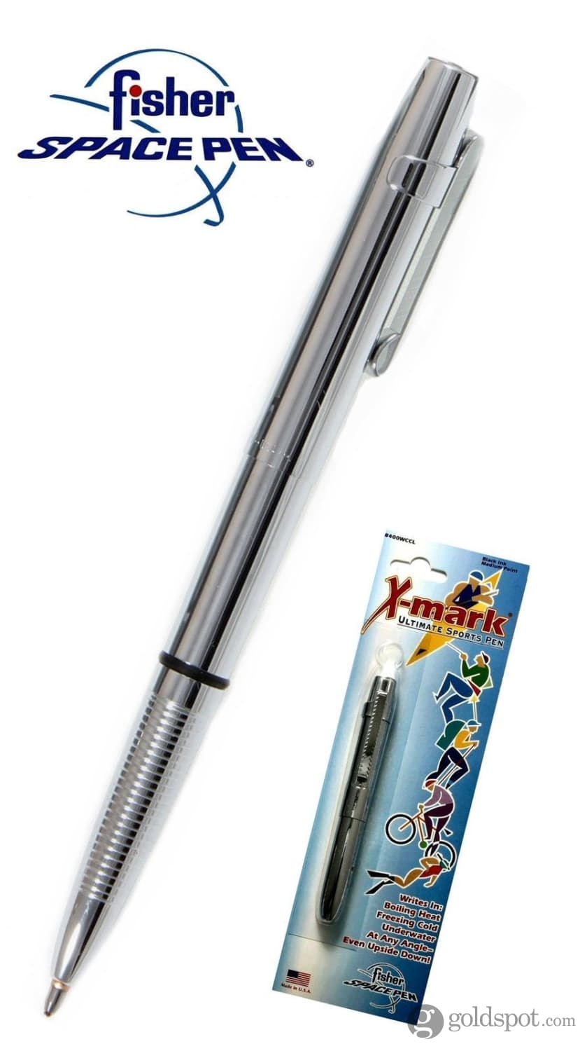 Fisher Space Pen Bullet X Mark Ballpoint Pen - Chrome Finish, Flat Top Design for Everyday Carry, Office Use & Outdoor Adventures