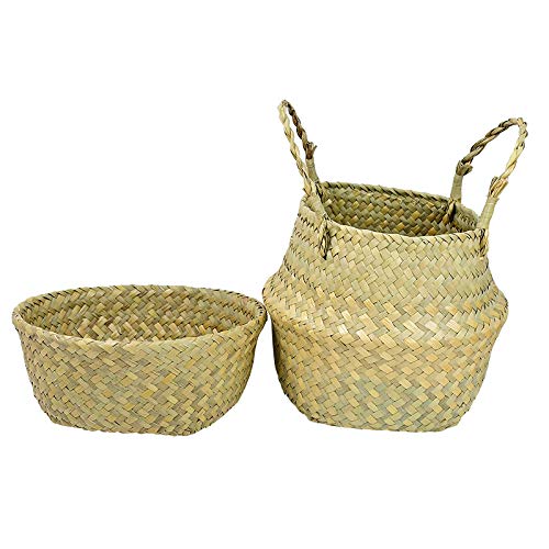 Handmade Bamboo Storage Basket - Home & Garden Organizer for Laundry & Flowers