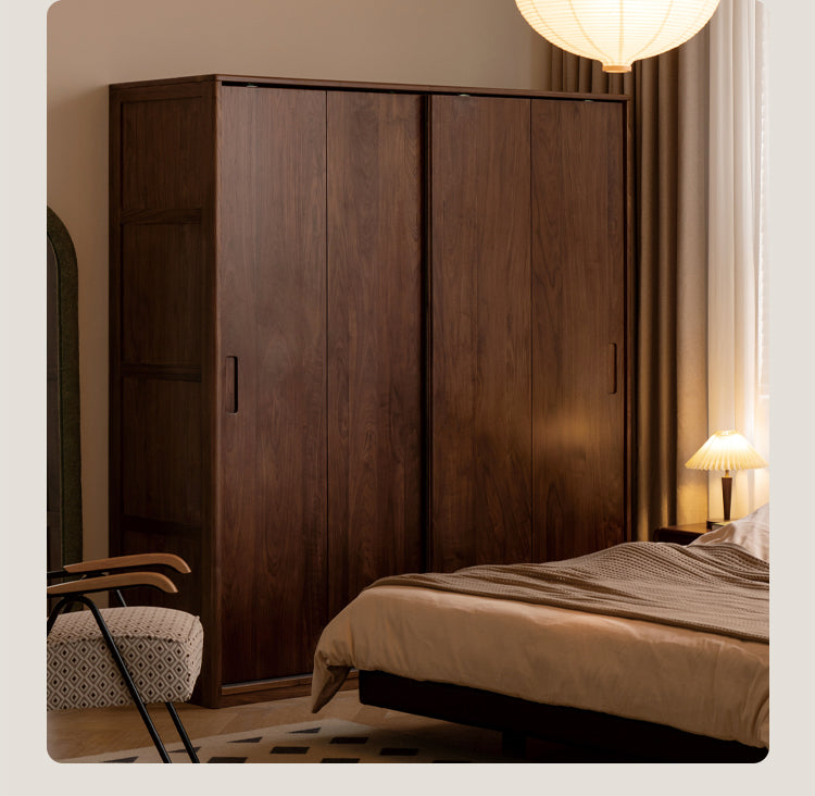 Premium Black Walnut Solid Wood Leather Bed Frame - Luxury Bedroom Furniture Set for Master Bedroom & Guest Room Decor