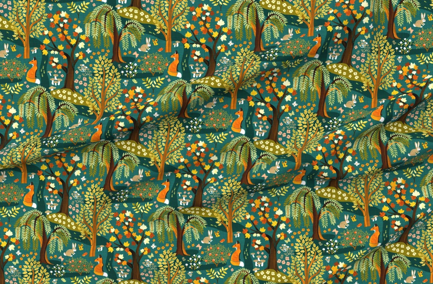Whimsical Autumn Woodland Walk Printed Minky Fabric by The Yard - Soft Plush Fabric for Sewing Baby Blankets & Quilt Backing - DIY Crafting, Nursery Decor, Cozy Home Projects