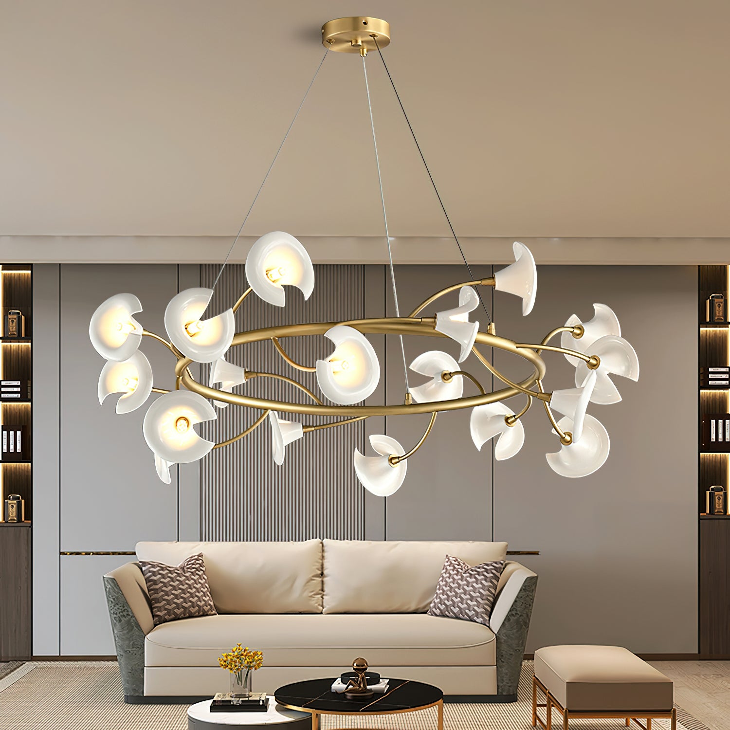 Elegant Cerisium Blossom Crystal Chandelier - Modern Floral Ceiling Light Fixture for Dining Room, Bedroom & Living Room Decor