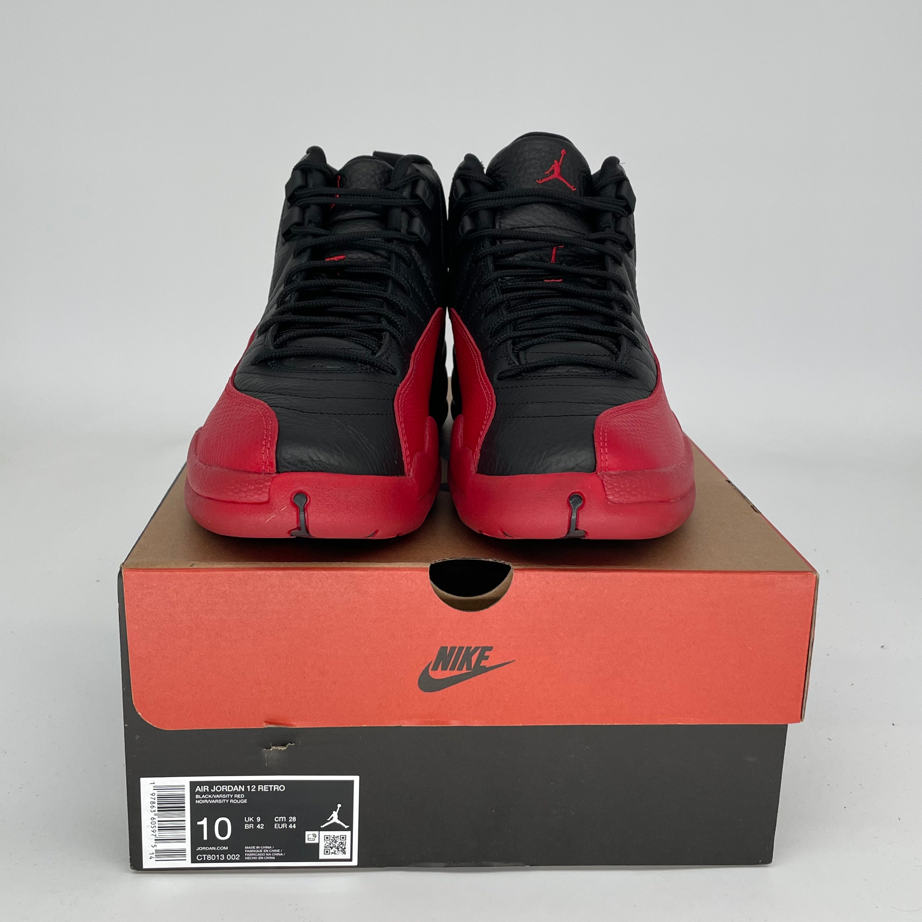 Original Air Jordan 12 Retro 'Flu Game' Basketball Shoes - Men's Size 10 (CT8013-002) Black/Red - Perfect for NBA Games, Streetwear & Sneaker Collectors