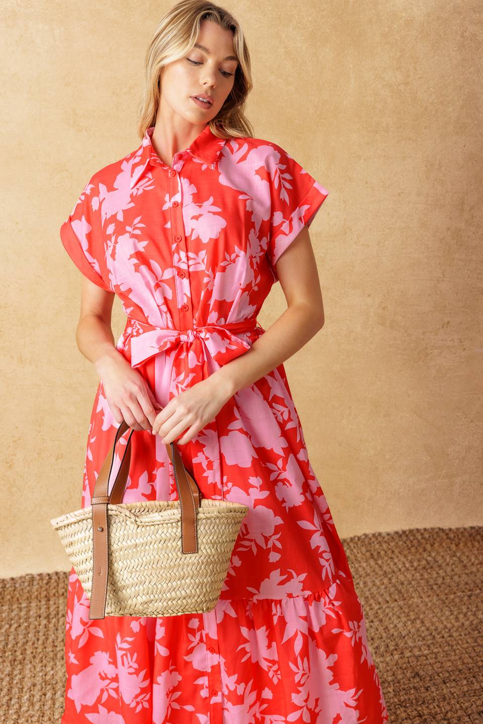 Stylish MAKE IT COUNT Woven Midi Dress for Women - Perfect for Office, Date Night & Summer Outfits