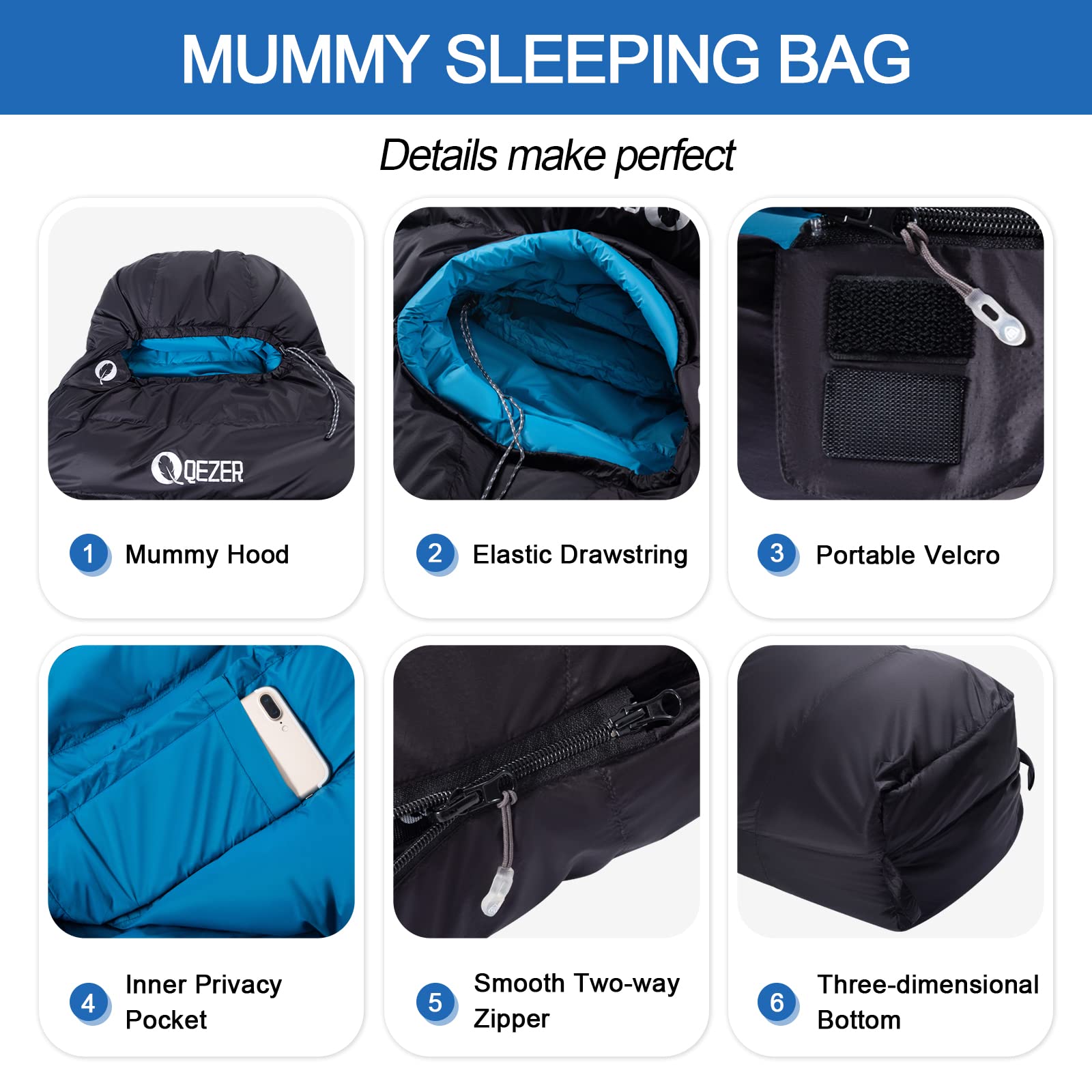 Ultra-Warm Down Sleeping Bag for Adults - Lightweight 0°F to 20°F Cold Weather Backpacking Sleeping Bag with Compression Sack - Perfect for Winter Camping, Hiking & Outdoor Adventures