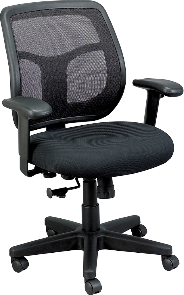Eurotech Apollo Midback Swivel Office Chair with Mesh/Fabric Back - Black (Model MT9400) - Ergonomic Desk Chair for Home & Office Workspaces