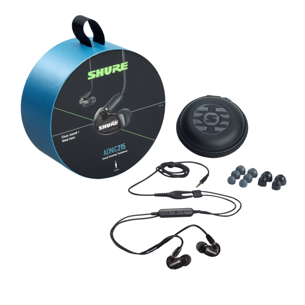 Shure AONIC 215 Wired Sound Isolating Earphones with Remote + Mic - High-Fidelity Audio for Music Lovers, Gamers & Commuters - Perfect for Travel, Workouts & Studio Recording