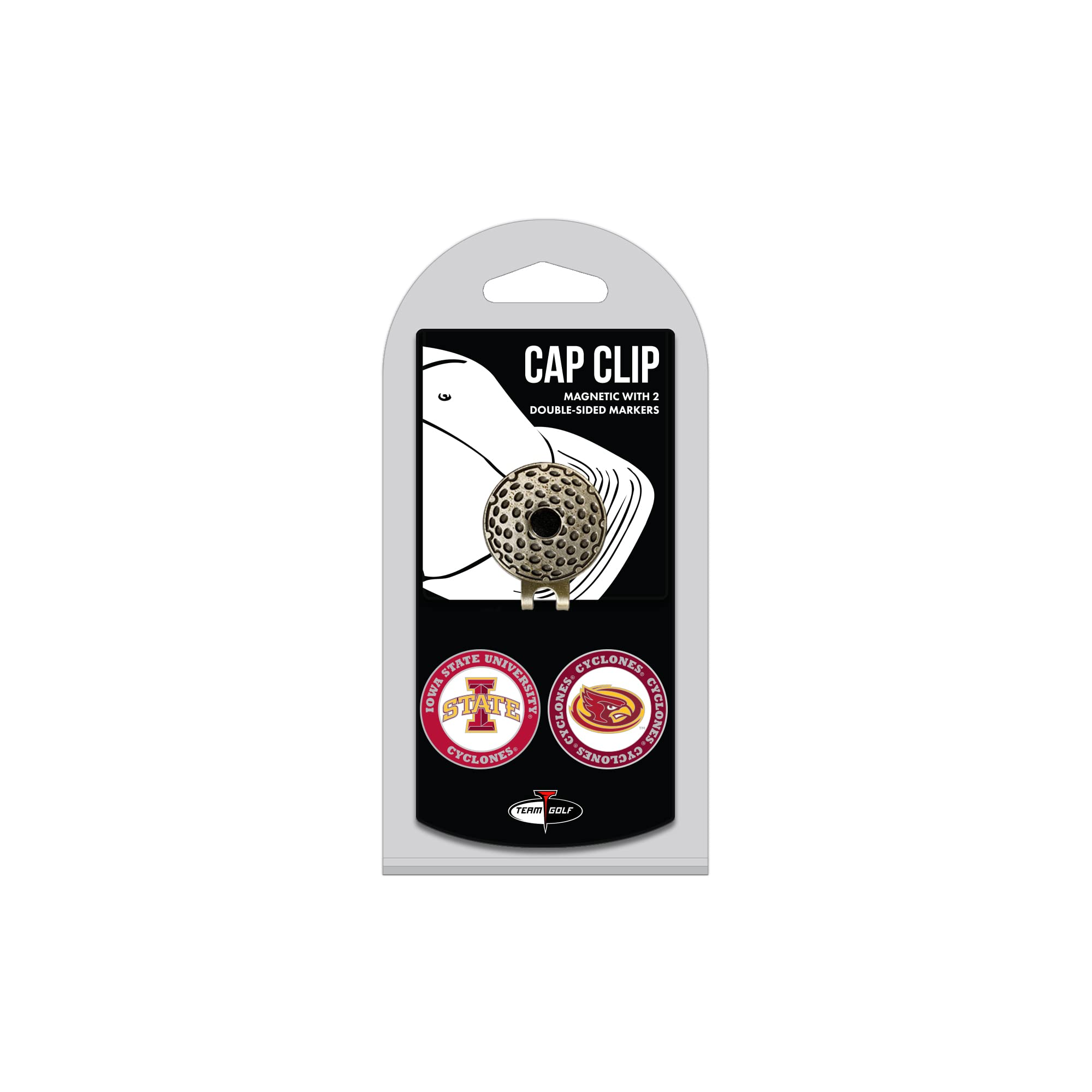 Team Golf NCAA Golf Cap Clip with 2 Removable Double-Sided Enamel Magnetic Ball Markers - Easy Hat Attachment for Golf Accessories | Perfect for Golf Tournaments, Practice Sessions & Course Play