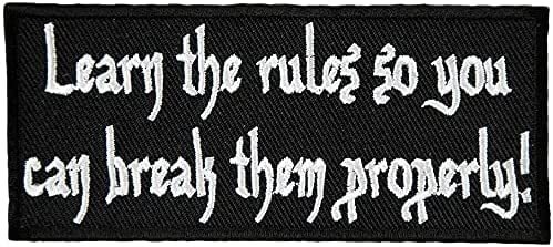 US Army Embroidered Iron-On Patches - Military Tactical Morale Emblem Applique for Uniforms & Jackets - Learn The Rules So You Can Break Them Design - Perfect for Military Enthusiasts, Cosplay & DIY Projects