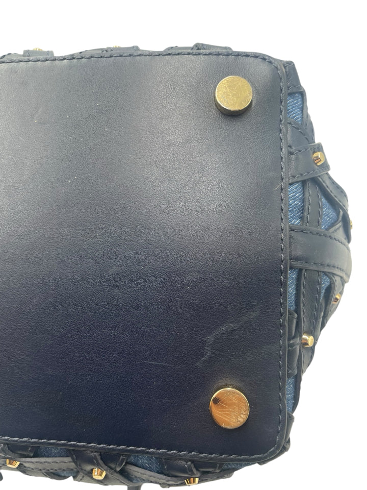 Michael Kors Raven Denim & Leather Shoulder Bag for Women - Stylish Crossbody Purse for Work, Travel & Everyday Use