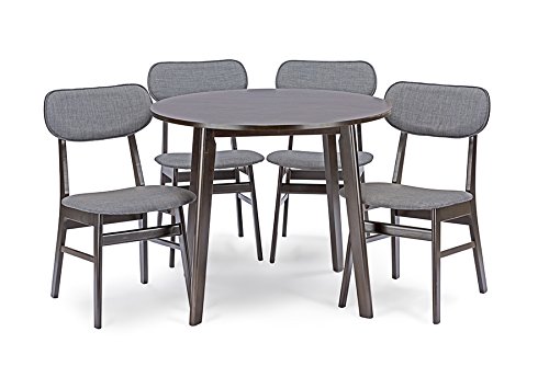 Baxton Studio Debbie Mid-Century Modern Round Dining Table - 42 Inch Dark Brown Wood - Perfect for Small Spaces & Contemporary Dining Rooms