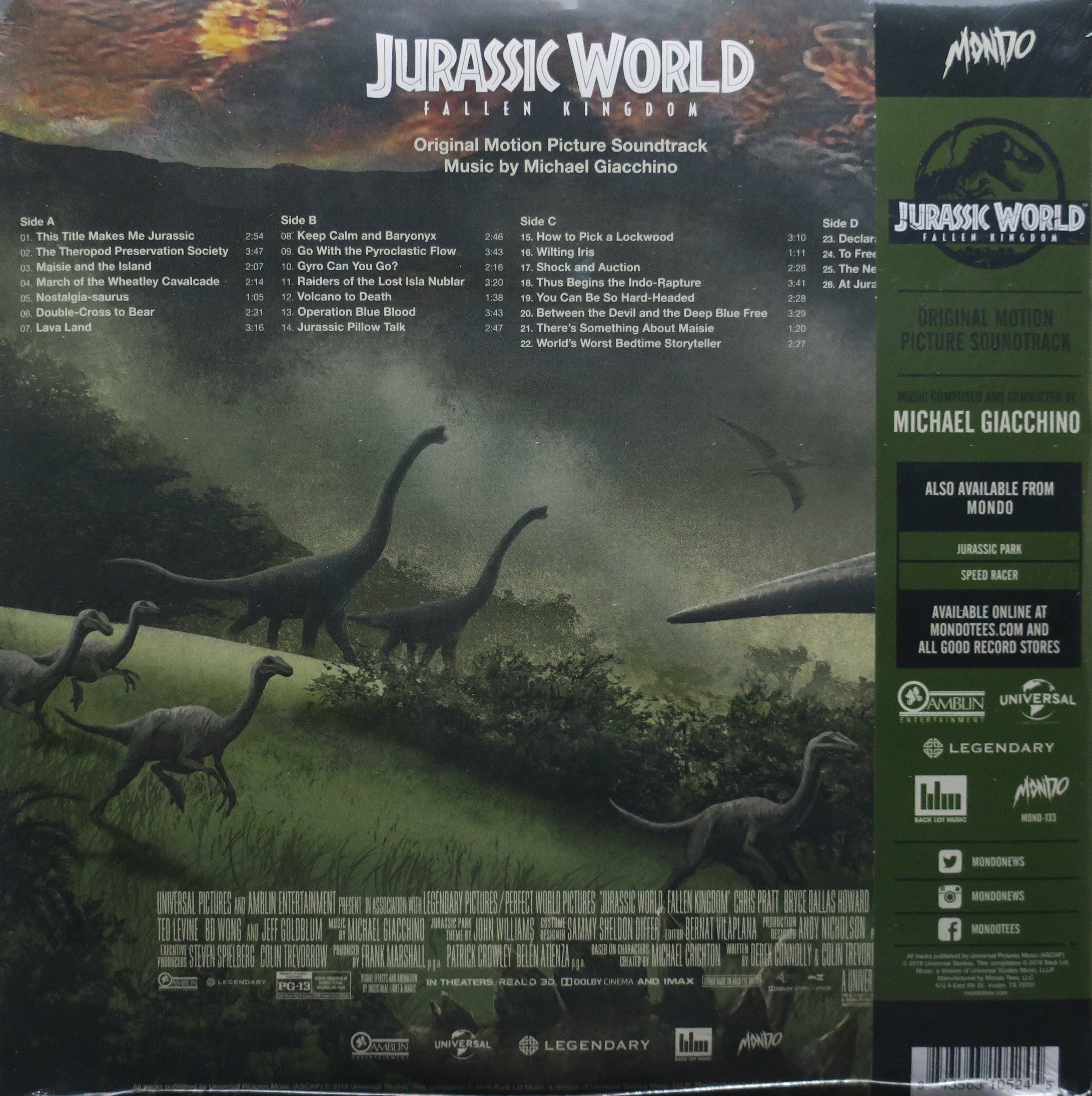 Jurassic World: Fallen Kingdom Original Soundtrack 180g Vinyl 2LP - Perfect for Movie Nights & Vinyl Collectors