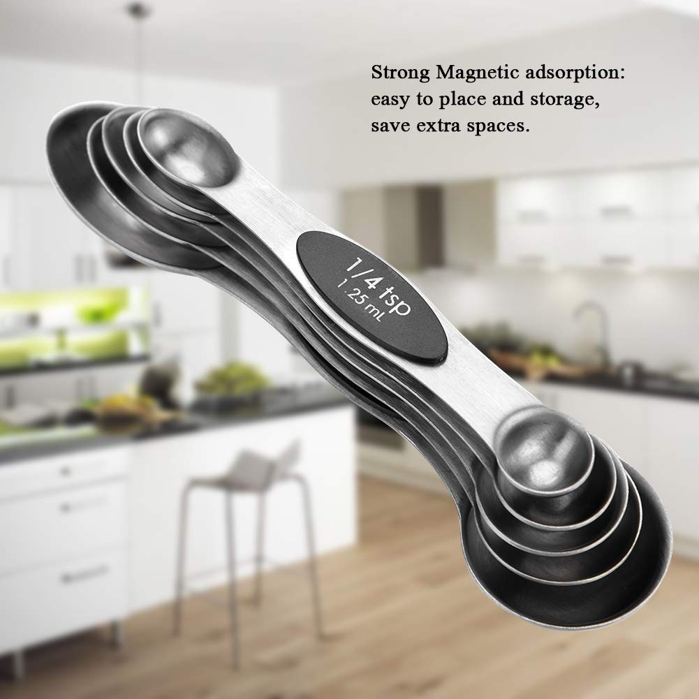 5PCS Stainless Steel Measuring Spoons Set - Magnetic Double-Head Design for Precise Cooking & Baking - Perfect for Measuring Spices, Seasonings, Coffee, and Tea - Dishwasher Safe Kitchen Essentials