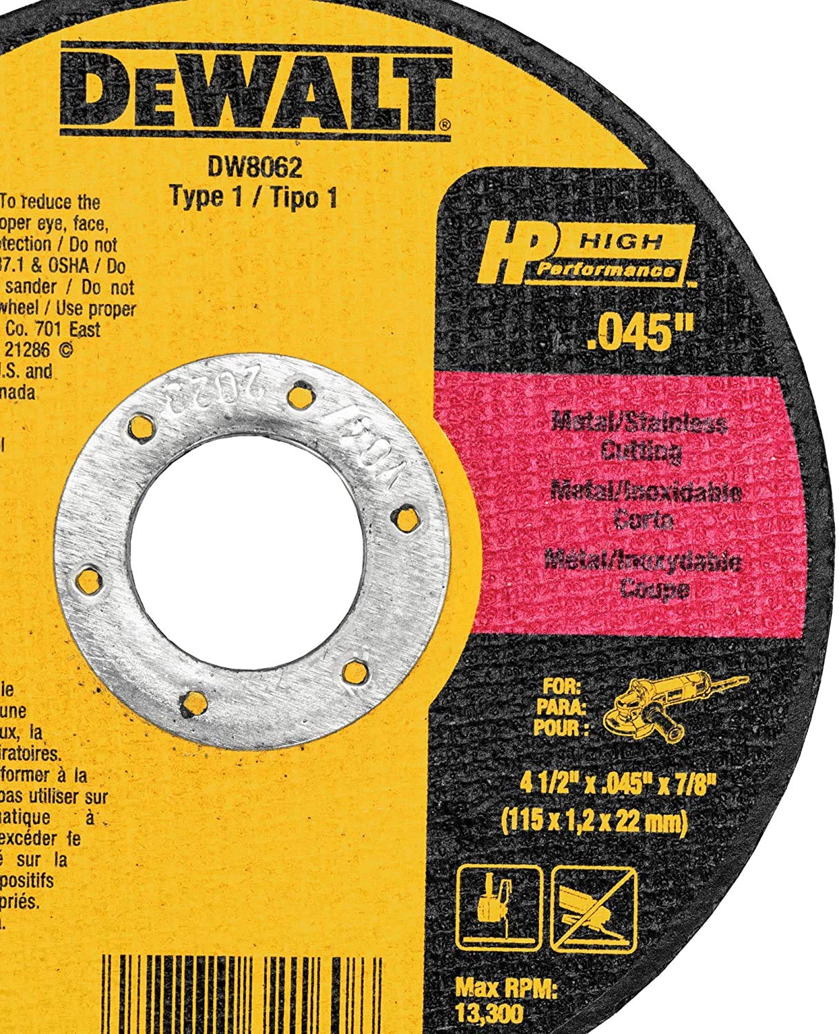 DEWALT 4-1/2 Inch Angle Grinder Cut-Off Wheel - 5-Pack General Purpose Metal & Steel Cutting Discs (DW8062B5) - Perfect for DIY Projects, Metal Fabrication, and Construction Work