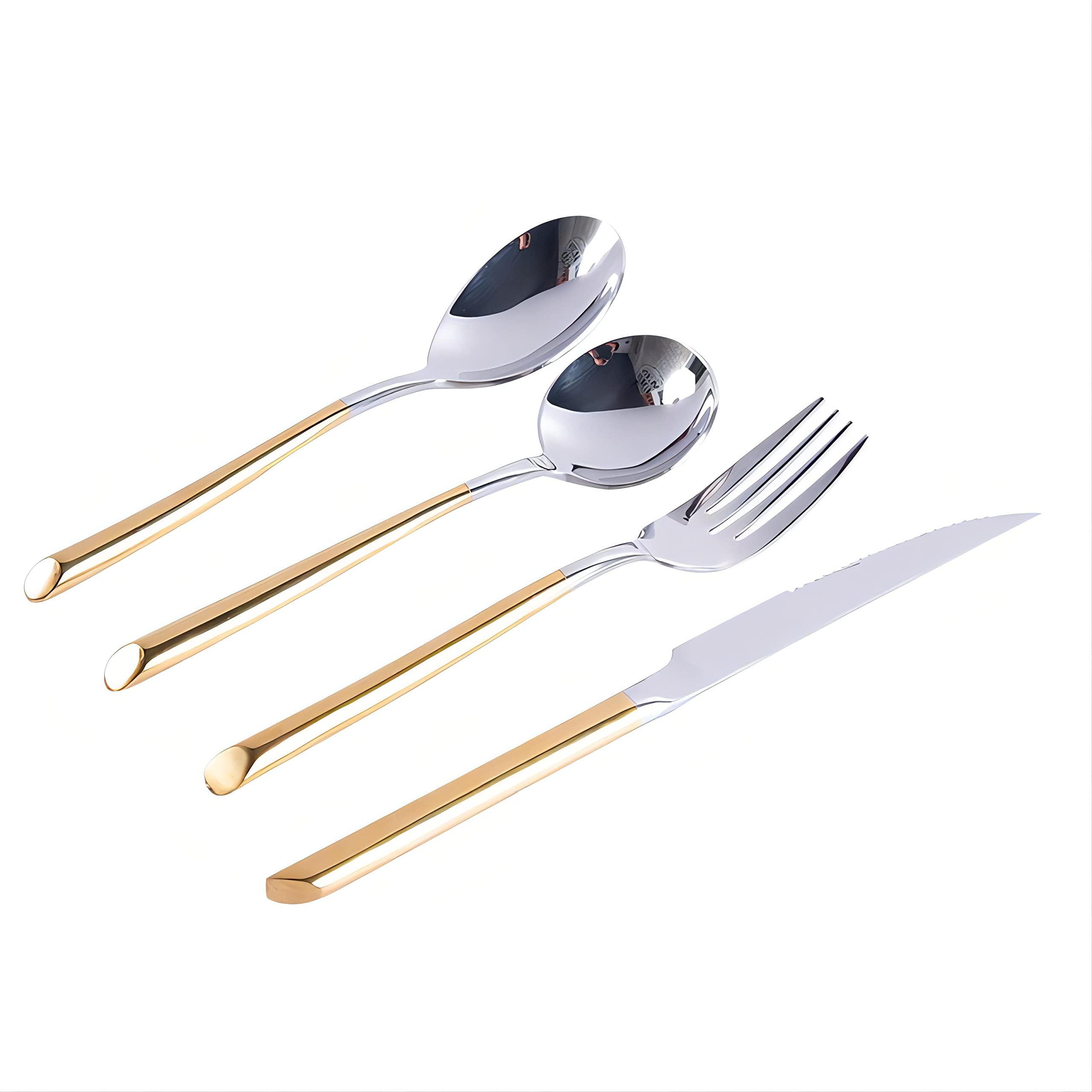 Premium 64-Piece Stainless Steel Silverware Set for 4 - Mirror Polished Gold Plated Flatware with Steak Knives, Forks & Spoons | Dishwasher Safe Cutlery Set | Perfect for Dinner Parties, Weddings & Upscale Dining