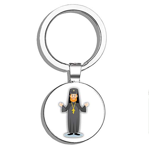 Orthodox Priest Double-Sided Stainless Steel Keychain - Religious Key Ring with Carabiner Clip - Perfect for Church Goers, Religious Gifts & Key Organization