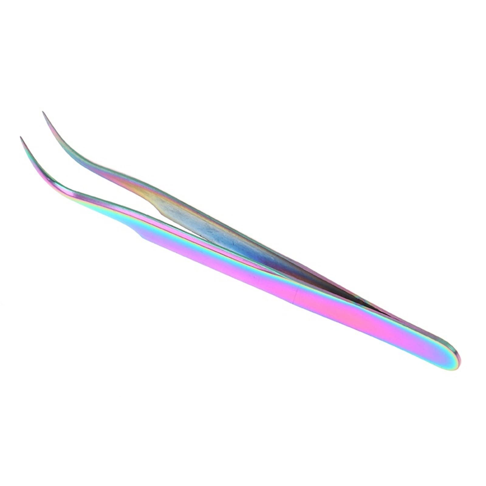 Professional Stainless Steel Curved Pointed Eyelash Extension Tweezers - Precision Lash Tool for Salon & Home Use (Color 04) - Perfect for Volume, Classic & Hybrid Lash Extensions
