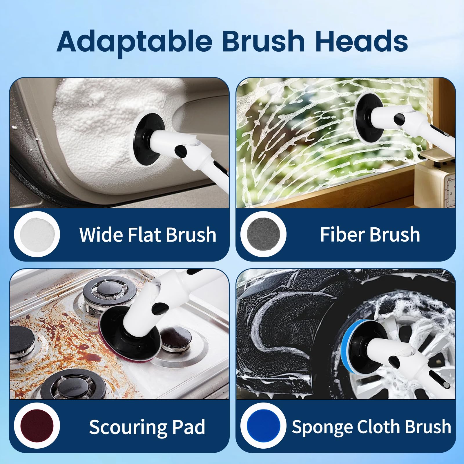 2024 Electric Spin Scrubber with 8 Replacement Heads - Cordless Bathroom Cleaning Tool with Long Handle & Remote Control - Perfect for Shower, Tub, Tile, and Hard-to-Reach Areas Cleaning