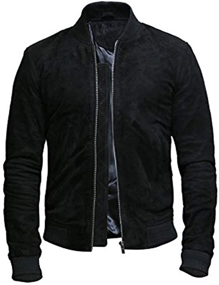 BRANDSLOCK Men's Genuine Leather Jacket - Premium Varsity Bomber Style for Motorcycle Riding & Casual Outfits