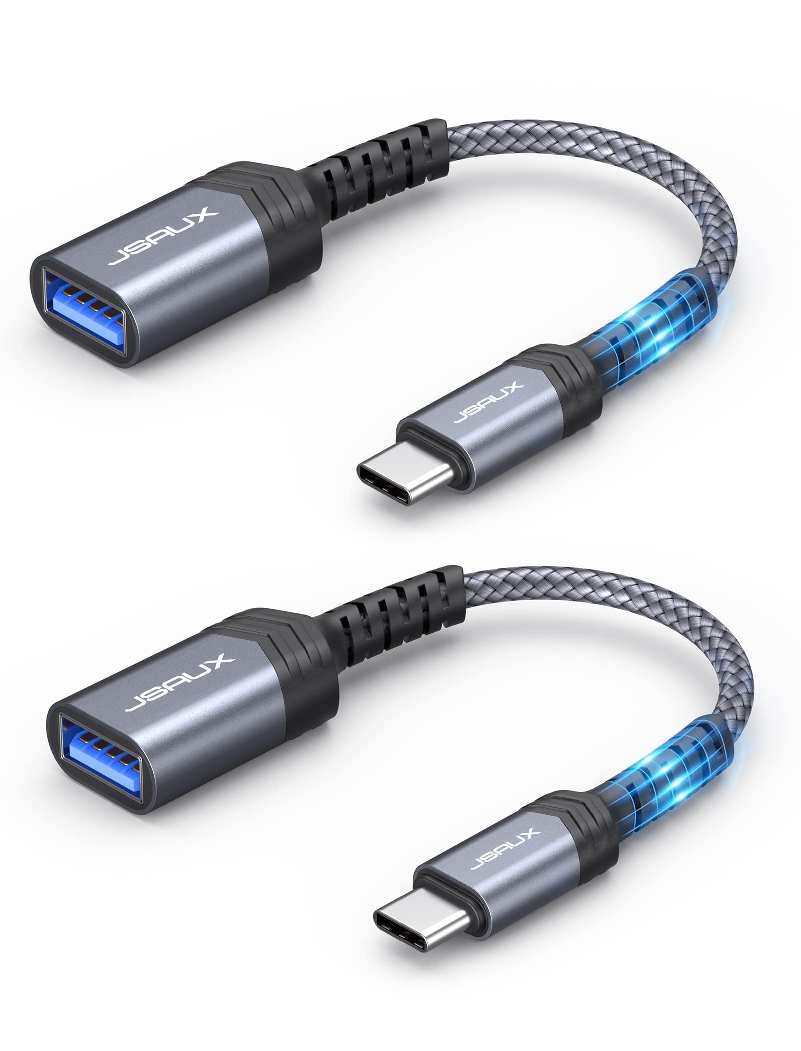 JSAUX USB C to USB 3.1 Adapter, Type C to USB OTG Converter Cable for Samsung Galaxy S20/S20+/S9/S8+/A70/A50/Note 10, Huawei P30/P20 Pro, Google Pixel 2XL/3XL, MacBook - Fast Data Transfer & Charging for Phones, Tablets & Laptops